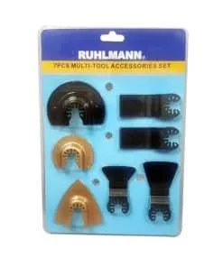 Juego Set Kit Accesorios Para Sierra Oscilatoria Multimateriales Multiconstrucción Multiusos Multipropósito Madera, Metal, Tugsteno Ruhlmann