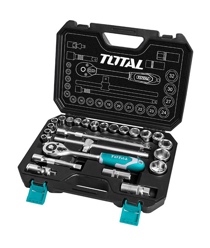 Juego Set Kit Caja de Tubos Bocallaves Enc. 1/2" 25 pzas. Total THT121251