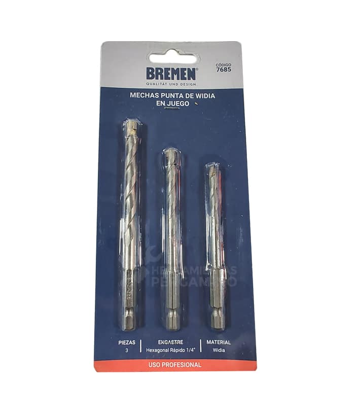 Juego Set Kit Mechas Widia 5, 6, 8mm Para Hormigón x 3Pzs Bremen 7685 - Imagen 4