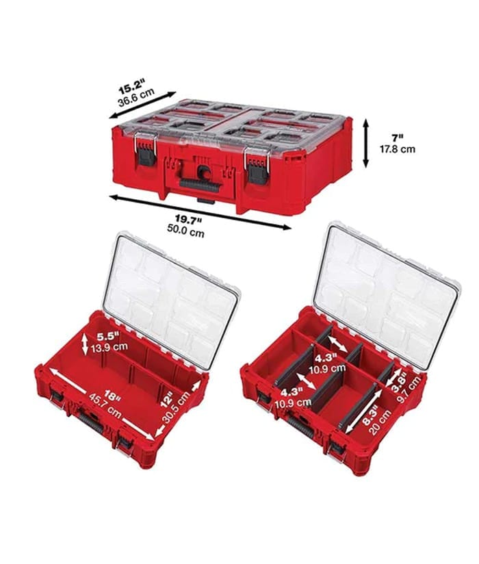 Organizador Caja de Herramientas Profundo Milwaukee Packout Rojo/Negro 48-22-8432 - Imagen 5