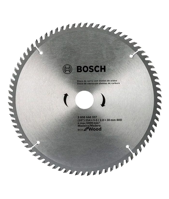 Disco de Sierra Circular 10" 254mm 80 Dientes Para Madera Bosch