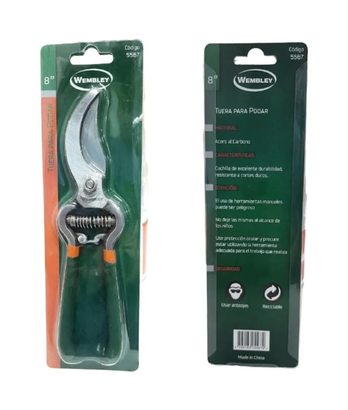 Tijera de Podar Forjada 8" Acero al Carbono Wembley 5567 - Imagen 4