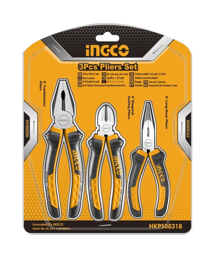 Juego Set Kit Pinza y Alicates 8" 6" 6" Ingco HKPS08318 - Imagen 2