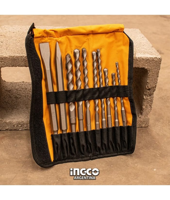 Juego Set Kit Mechas y Cinceles SDS Plus x 10pzs Ingco AKD2101 - Imagen 2