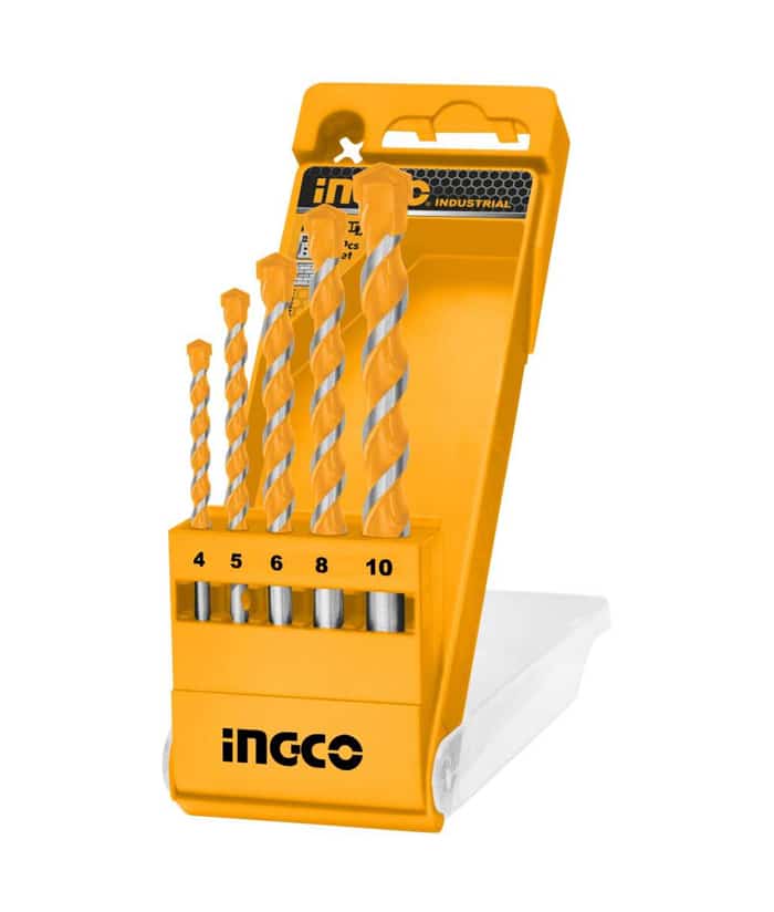 Juego Set Kit Mechas Mampostería Milimétricas Para Hormigón x 5pzs Ingco AKD3051