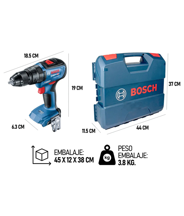 Taladro Atornillador percutor Bosch GSB 18V-50 2 baterías y maletín