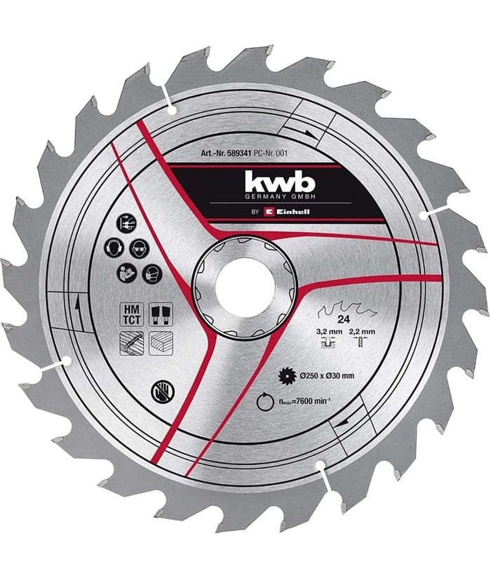 Disco de Sierra Para Madera 250mm x 24 Dientes KWB