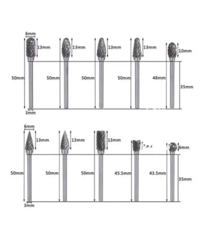 Juego Set Kit Limas Rotativas P/ Metal Para Minitorno x10 piezas Guiller RB-10 - Imagen 9