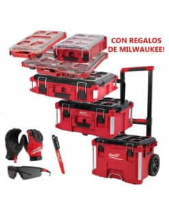 Combo Milwaukee Packout x6 8425 + 8426 + 8435 + 8436 + 8431 + 8424 Porta Caja de Herramientas Milwaukee Rojo/Negro