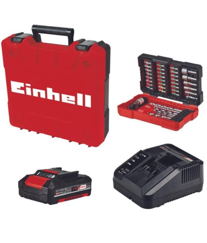 Taladro Atornillador a Batería Inalámbrico 18V 60Nm TP-CD 18/60 Li-i BI +39 + 2 Baterías 2.0Ah + Cargador Rápido + Set Puntas y Brocas 39pzs + Maletín Einhell - Imagen 6