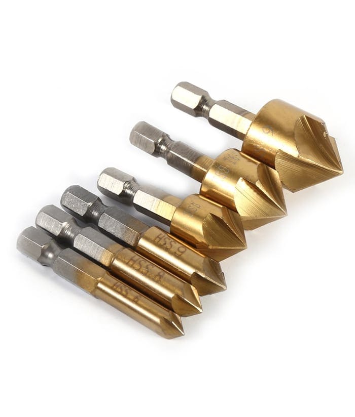 Juego Set Kit Mechas Avellanadoras HSS Para Madera Plástico x 6Pzs Guiller MD-335 - Imagen 2