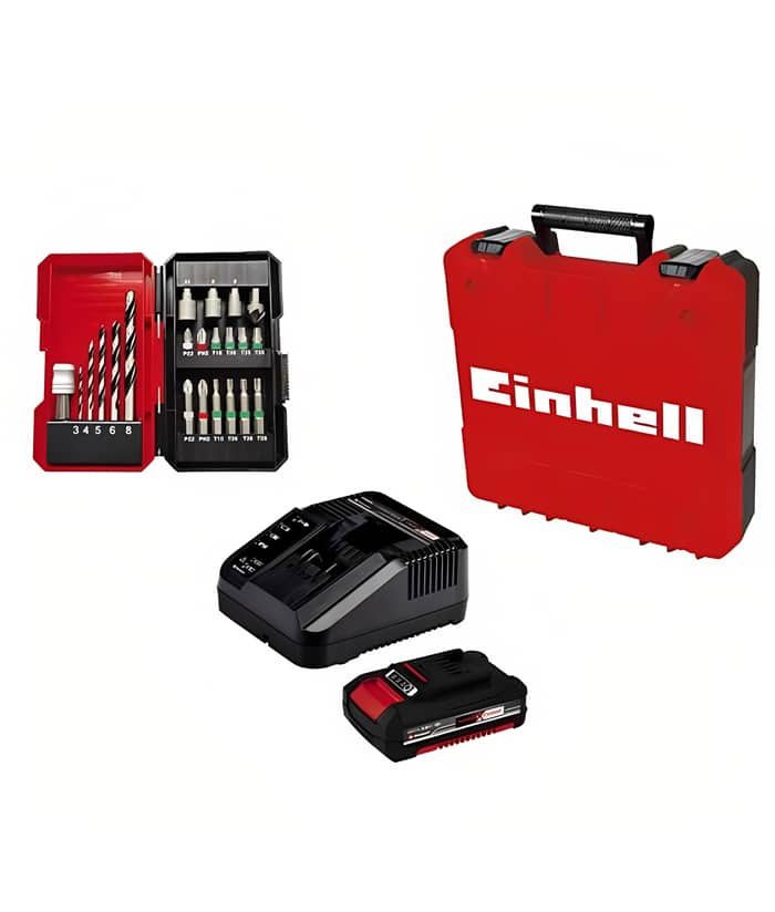 Taladro Atornillador Inalámbrico a Batería 3 Mandriles Intercambiables 45Nm 18V TE-CD 18/45 3X-Li +22 1×2,0Ah Einhell - Imagen 3