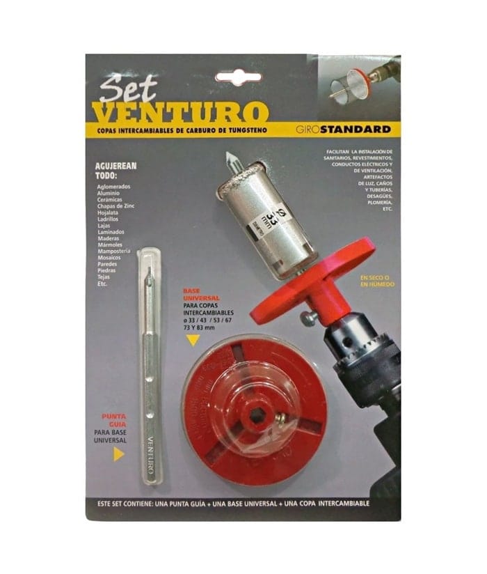 Juego Set Kit Copa 33mm + Punta Guía + Base Universal Venturo - Imagen 2