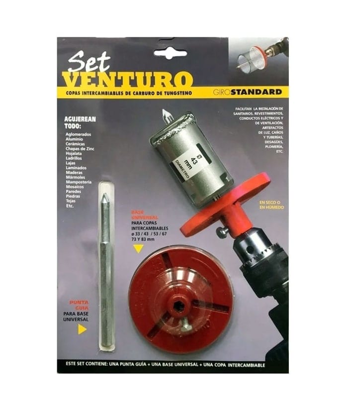 Juego Set Kit Copa 43mm + Punta Guía + Base Universal Venturo - Imagen 2