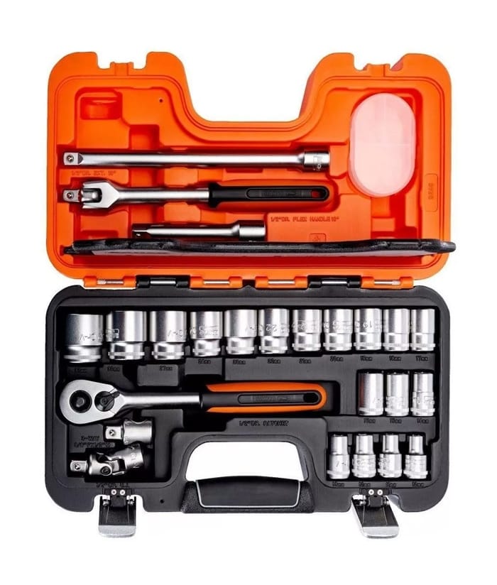 Juego Set Kit Caja de Tubos Bocallaves Enc. 1/2" x 24Pzs Bahco