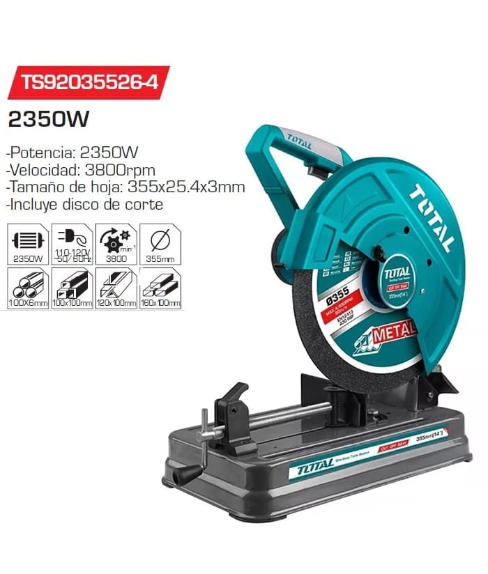 Sierra Sensitiva Cortadora 2350W 14" 355mm Total TS929035526-4 - Imagen 2