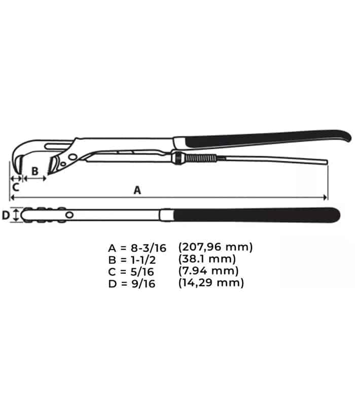 Llave Para Caño Sueca Universal 1" 215mm Bahco - Imagen 3