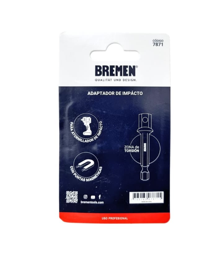 Juego Set Kit Adaptadores 1/4" 3/8" 1/2" Para Atornillador Impacto Bremen 7871 - Imagen 3