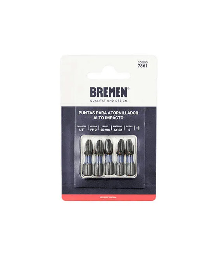 Punta Atornillador De Impacto PH2 x 25mm X 5 unidades Bremen 7861 - Imagen 2