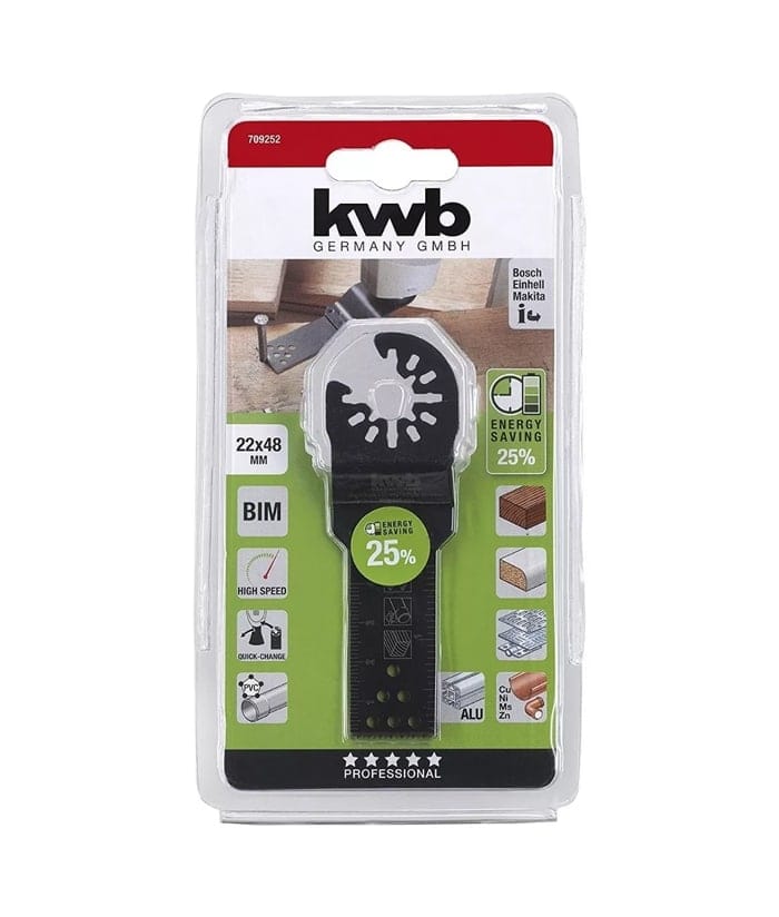 Hoja de Corte Accesorio Para Sierra Oscilatoria Oscilante Multifunción Multiuso Multimaterial Multiherramienta 22mm Para Madera Plástico Fibra de Vidrio KWB 709152 - Imagen 2