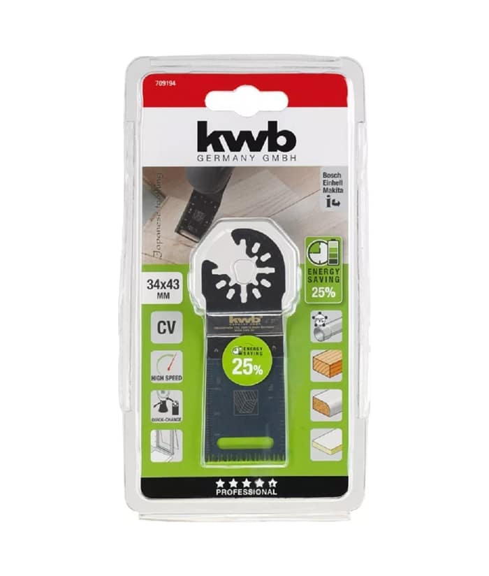 Hoja de Corte Accesorio Para Sierra Oscilatoria Oscilante Multifunción Multiuso Multimaterial Multiherramienta Para Madera Plástico Laminado 34mm KWB 709194 - Imagen 2