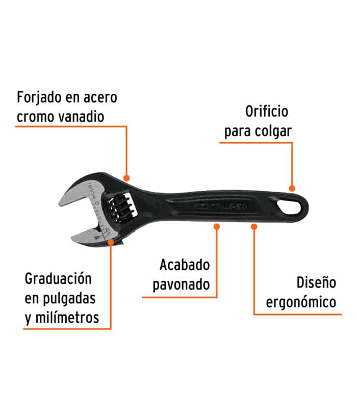 Llave Ajustable Francesa 4" Truper PET-4 - Imagen 3
