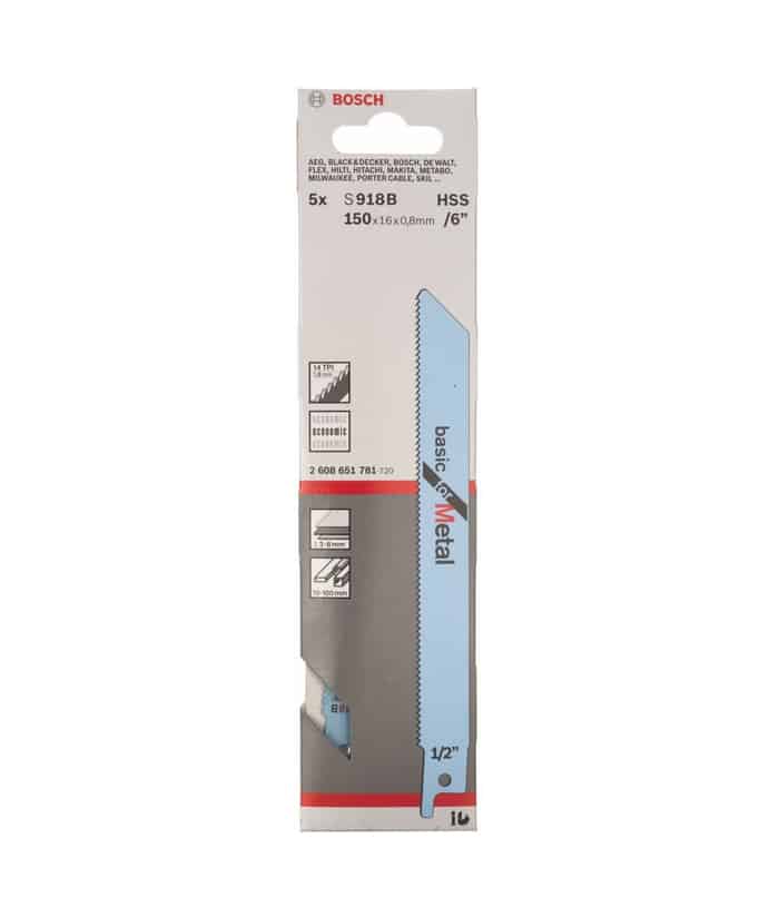Hoja Sierra Sable Basic Azul Para Metal 24Tpi Bosch S918BF - Imagen 2
