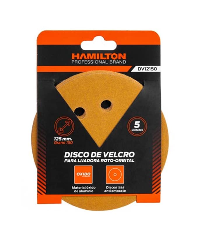 Disco Lija con Velcro 125mm Grano 150 x 5 UNID. Hamilton