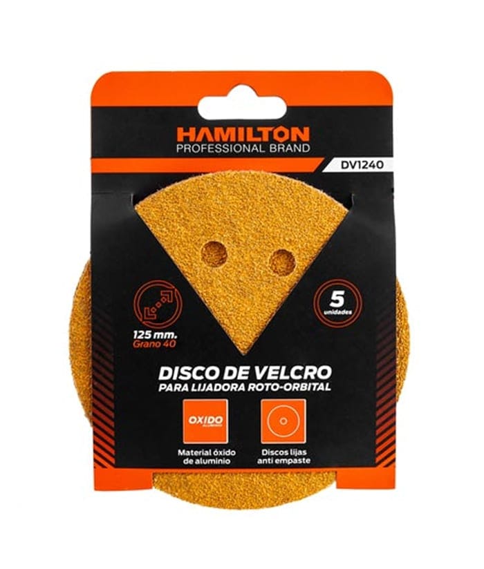 Disco Lija con Velcro 125mm Grano 40 x 5 UNID. Hamilton