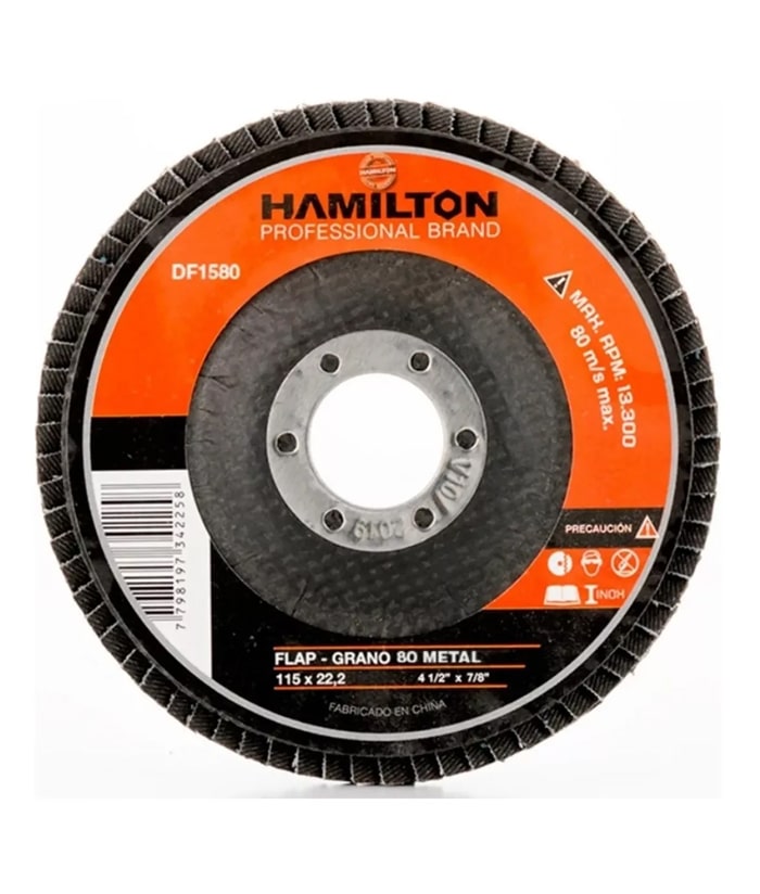 Disco Flap Cóncavo Zirconio Para Metal Abrasivo 115mm Grano #80 Hamilton