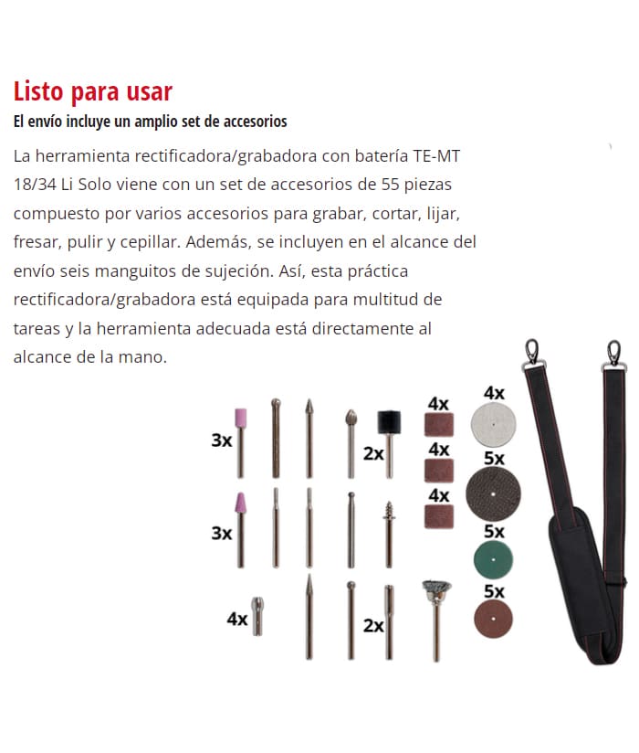 Esmerilado Grabado a Batería Inalámbrico Einhell TE-MT 18/34 Li Solo - Imagen 4
