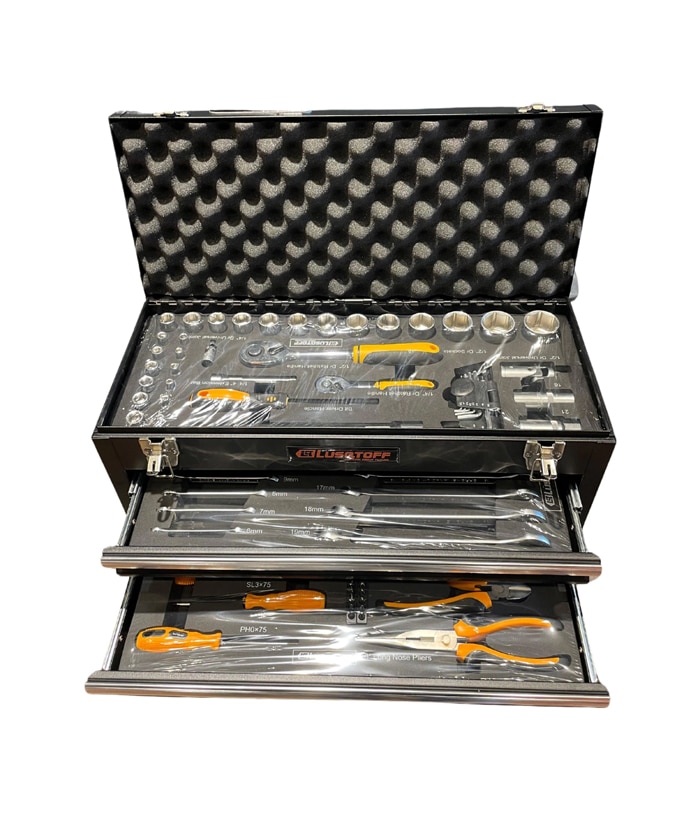 Juego Set Kit Caja Metálica con Tubos Bocallaves 1/2" 1/4" Herramientas Manuales x 80 Piezas Lüsqtoff LQCM132 - Imagen 3