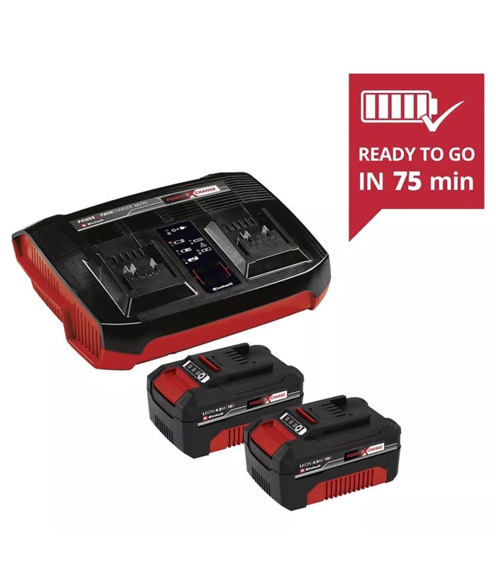 Juego Set Kit Cargador Doble PXC 18V + 2 Baterías 4 Ah Amper Einhell 4512112 - Imagen 4