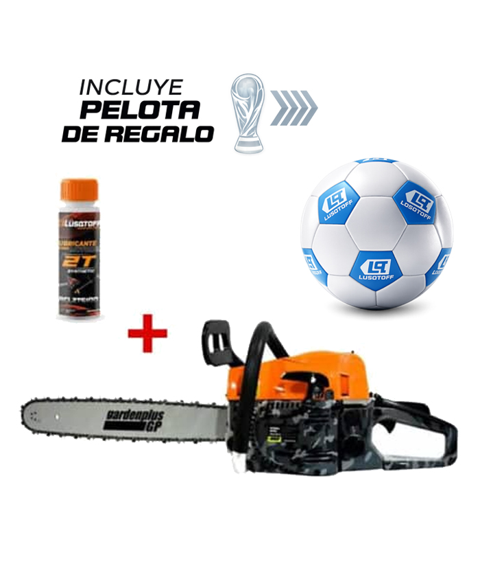 Combo Mundial Motosierra Naftera a Explosión Camuflada 52Cc 20" + Pelota de Regalo Garden Plus by Lusqtoff Naranja/Negro PROM-52GCP