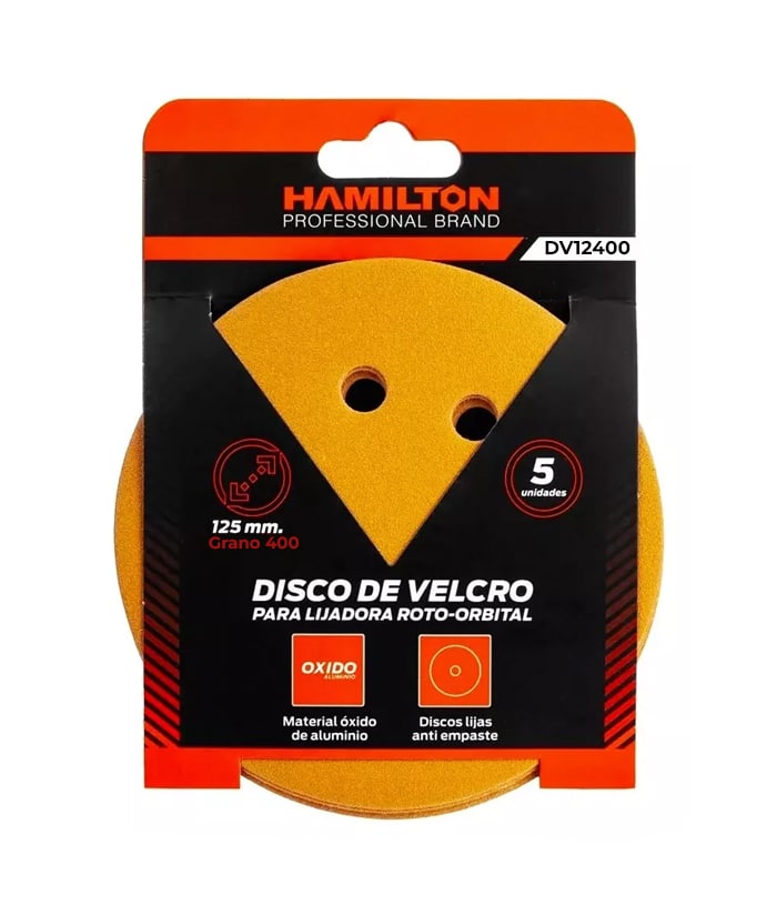 Disco Lija con Velcro 125mm Grano 400 x 5 UNID. Hamilton DV12400