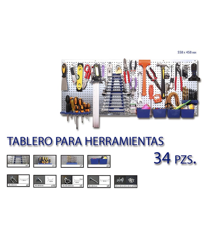 Tablero Exhibidor Organizador Para Herramientas 558 x 458mm 34Pzs Vanguard 69439916 - Imagen 2