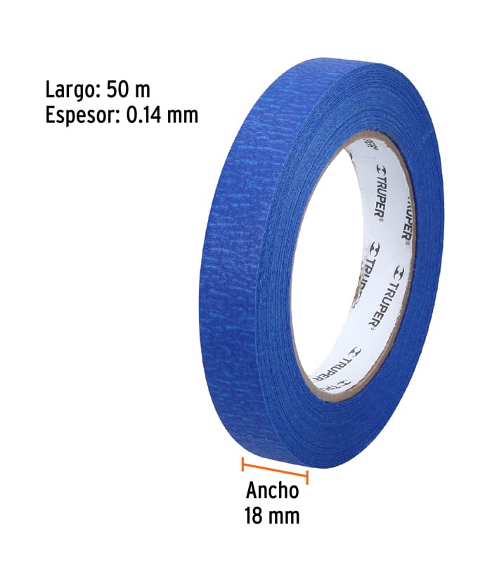 Cinta Masking Tape Azul 3/4" x 50 mts Para Pintor Truper MSK-3/4A - Imagen 4