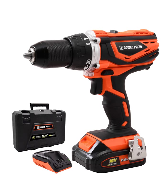 Taladro a Batería Inalámbrica 18V 13mm 40Nm Flex One + Batería 2.0Ah Amper + Cargador + Maletín Dowen Pagio 9993121