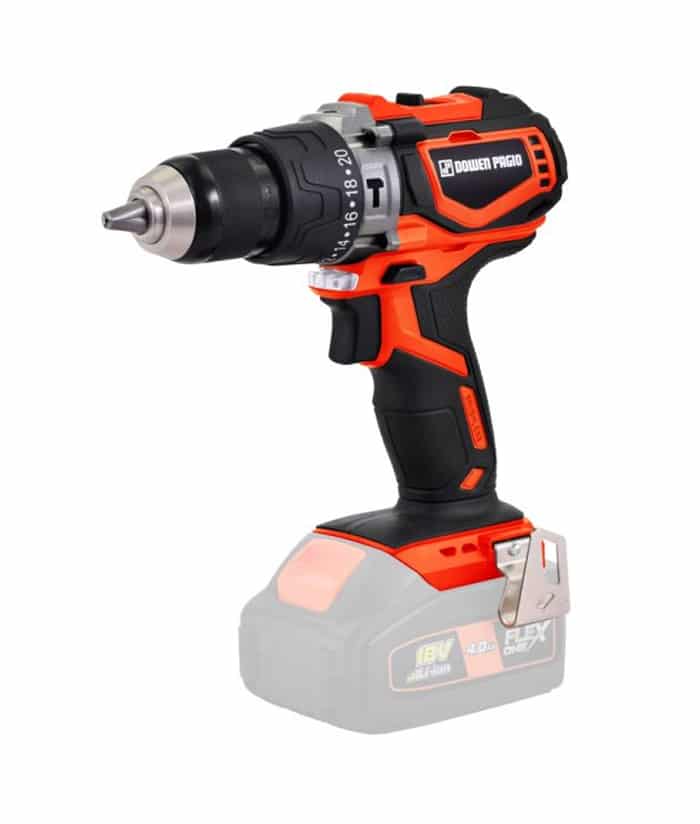 Taladro Percutor a Batería Inalámbrico 18V 13mm 55Nm Motor Brushless Flex One Dowen Pagio 9993112.5