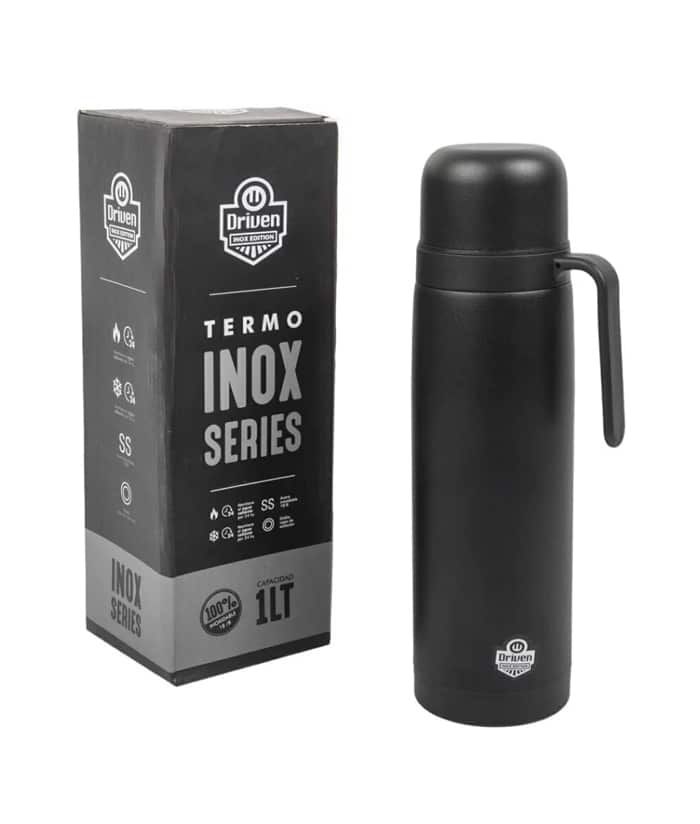 Termo Acero Inoxidable Negro Pico 360º 1lts Driven TD-1010/N