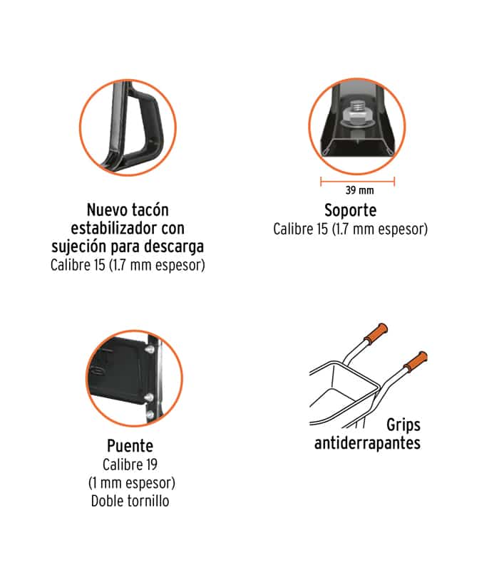 Carretilla de Chapa Espesor 0.8mm Rueda Neumática 580kg Truper CAT-45ND - Imagen 5