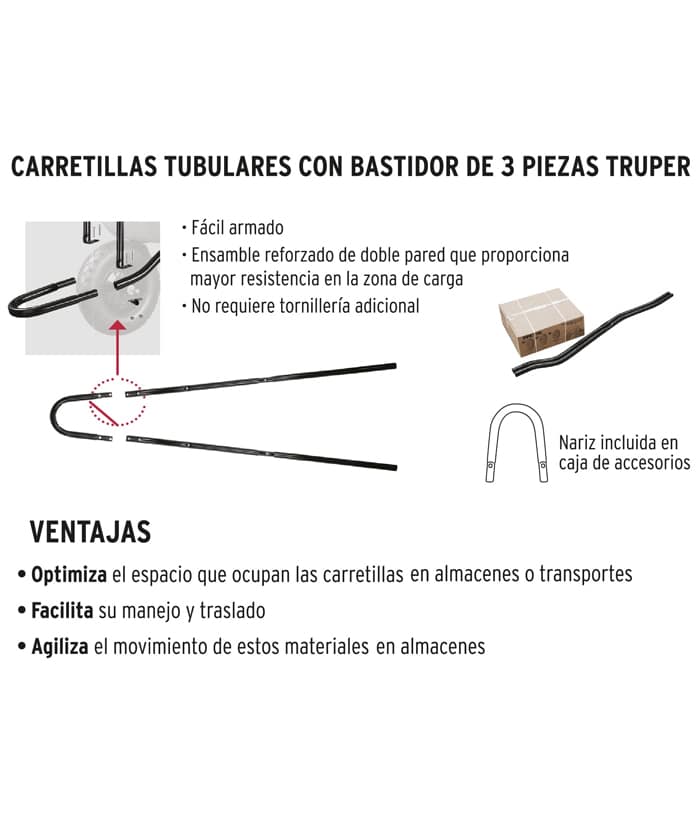Carretilla de Chapa Espesor 0.8mm Rueda Neumática 580kg Truper CAT-45ND - Imagen 6