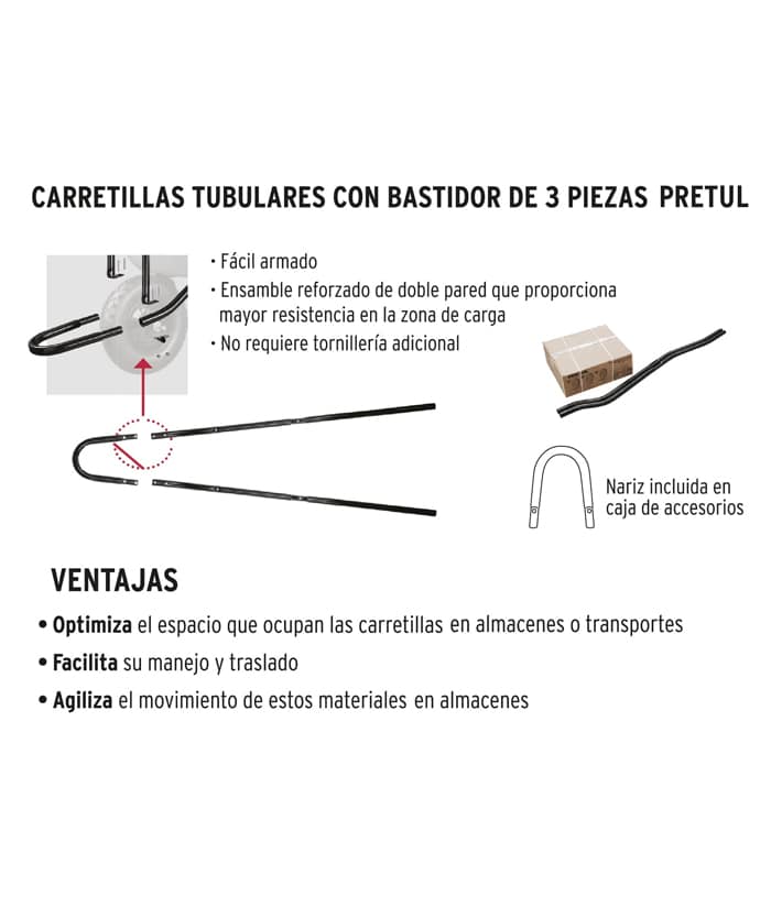 Carretilla de Chapa Reforzada 350kg Pretul CAP-40FB - Imagen 6