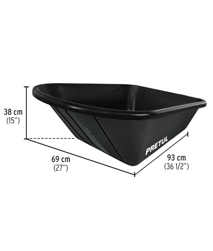 Carretilla de Plástico Negra Tubular Reforzada 350kg Pretul TP-5N - Imagen 2