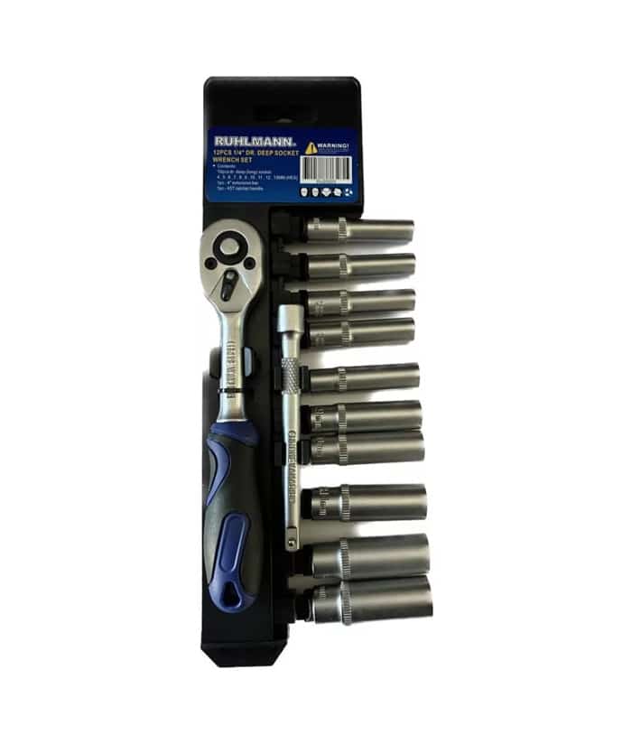 Juego Set Kit de Tubos Llave Crique con Tubos Bocallaves 1/4" x 12 pzs Ruhlamnn RU25003