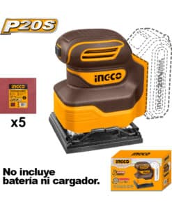 Lijadora Orbital a Batería Inalámbrica 20V Ingco Naranja/Amarillo CSHSLI2014