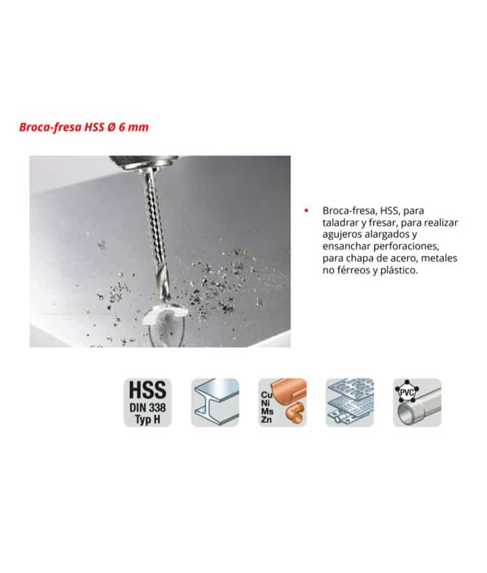 Mecha Broca 6mm Para Corte Lateral Fresar Metal Madera Plástico KWB 49493900 - Imagen 3