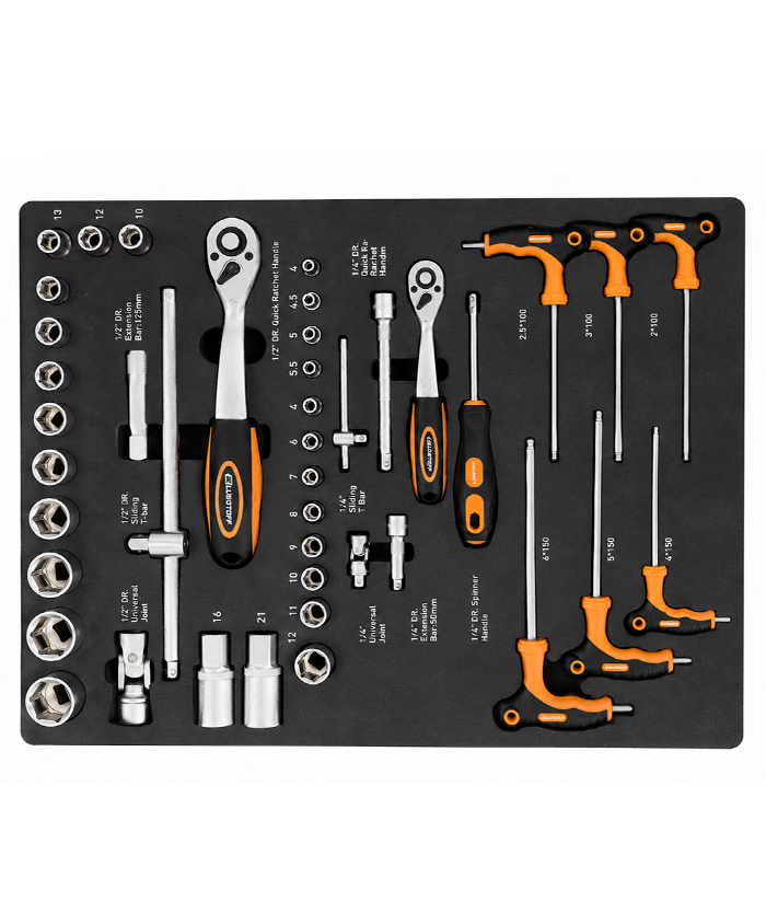 Mesa Rodante Carro Juego de Herramientas x 253 piezas Para Taller Mecánico Lusqtoff Naranja/Negro GHL253-8 - Imagen 3