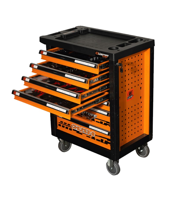 Mesa Rodante Carro Juego de Herramientas x 253 piezas Para Taller Mecánico Lusqtoff Naranja/Negro GHL253-8 - Imagen 6