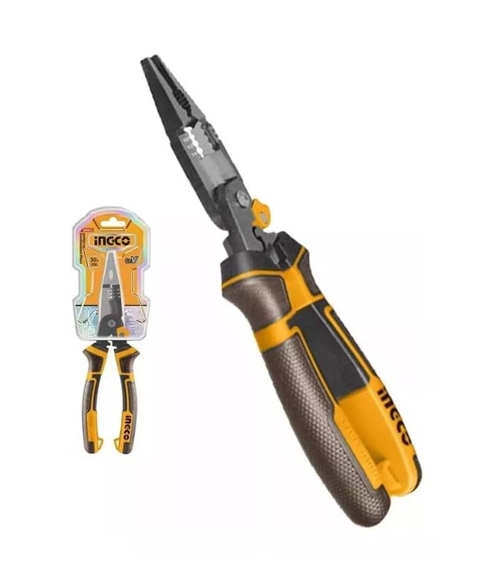Pinza Alicate Pela Cable 6 en 1 Para Electricista Ingco HMFLNP28200
